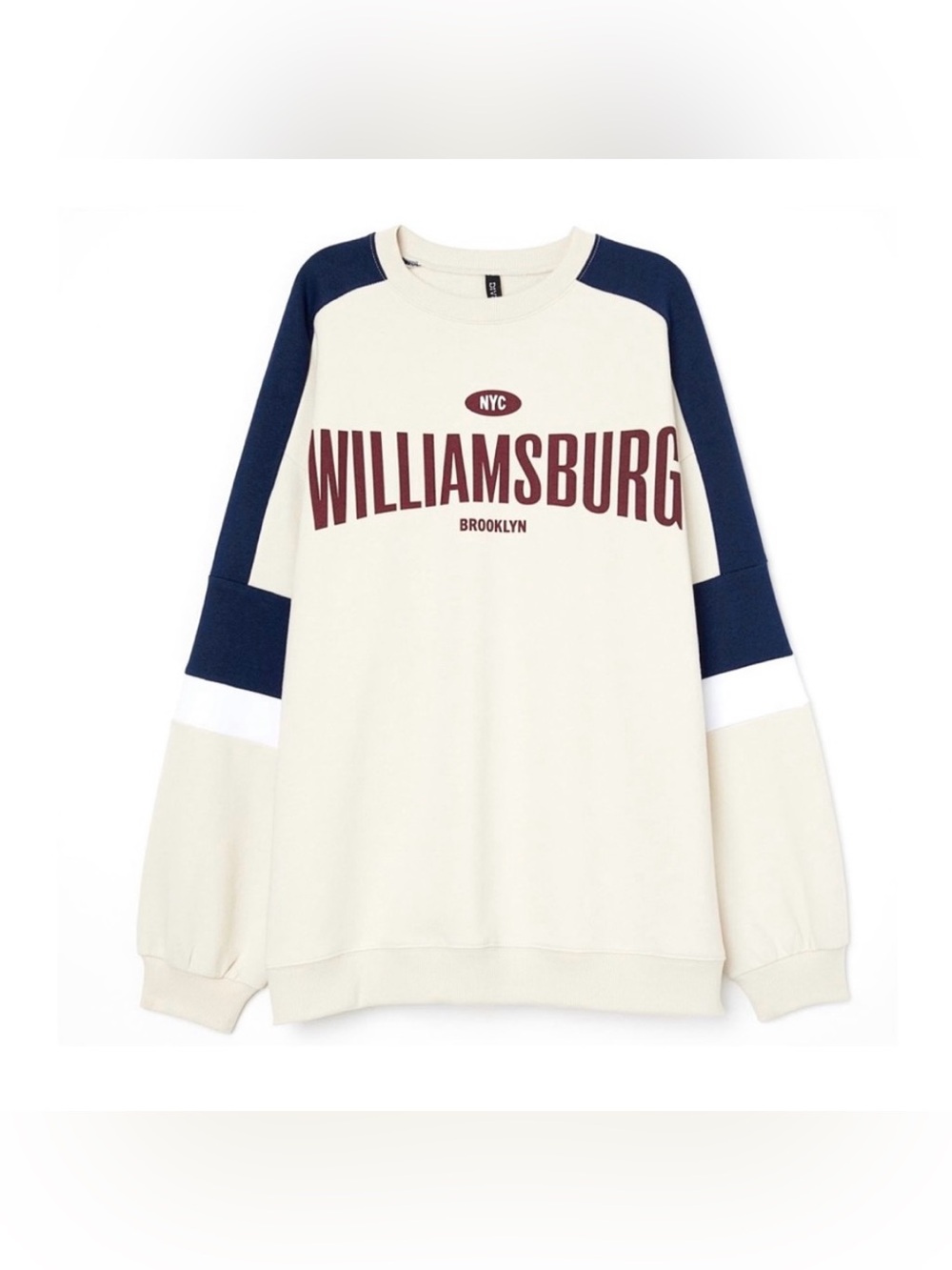 H&M — BEIGE WILLIAMSBURG BROOKLYN NYC CREWNECK, SIZS US SMALL